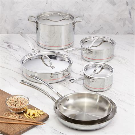  Looking for a durable and versatile cookware set? Check out the Kirkland Signature 10-piece 5-ply clad stainless steel cookware at Costco.com. This set includes pots, pans and lids that are oven safe, compatible with all cooktops and easy to clean. Don't miss this great deal on a high-quality cookware set from Costco's exclusive brand. 